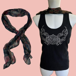 Sheer Floral Neck Scarf – Fall Tones – Tiny Lightweight